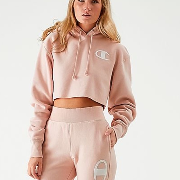 Champion Tops - Women's cropped Champion hoodie w/BIG C